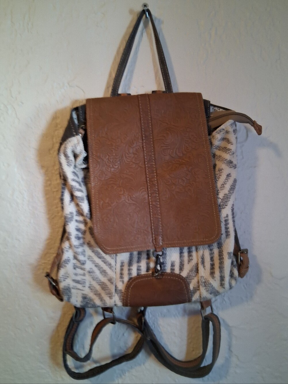 Brown Tooled Leather-Accent Myra Bag Women's Backpack